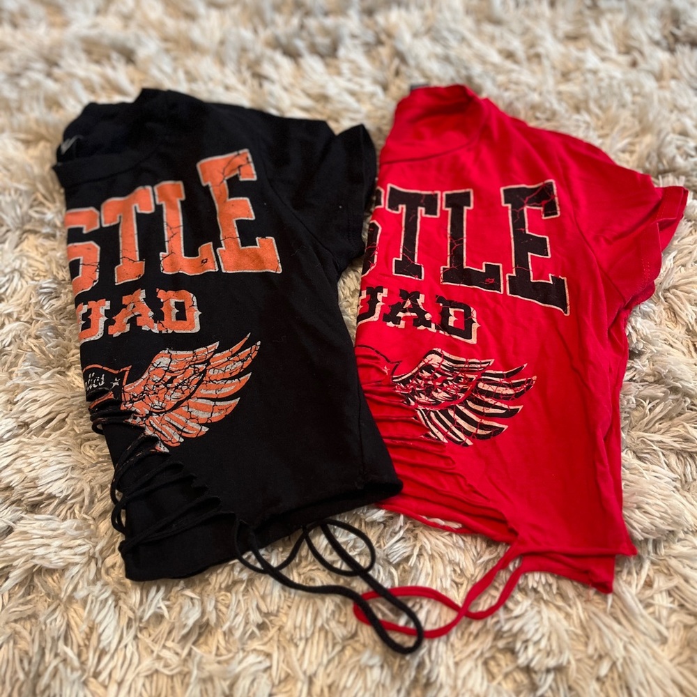 Hustle Squad Crop Tee’s (Black & Red)